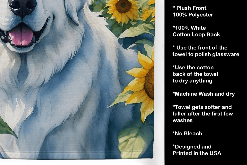 Glamorous Pups : Great Pyrenees in Sunflowers Kitchen Towel
