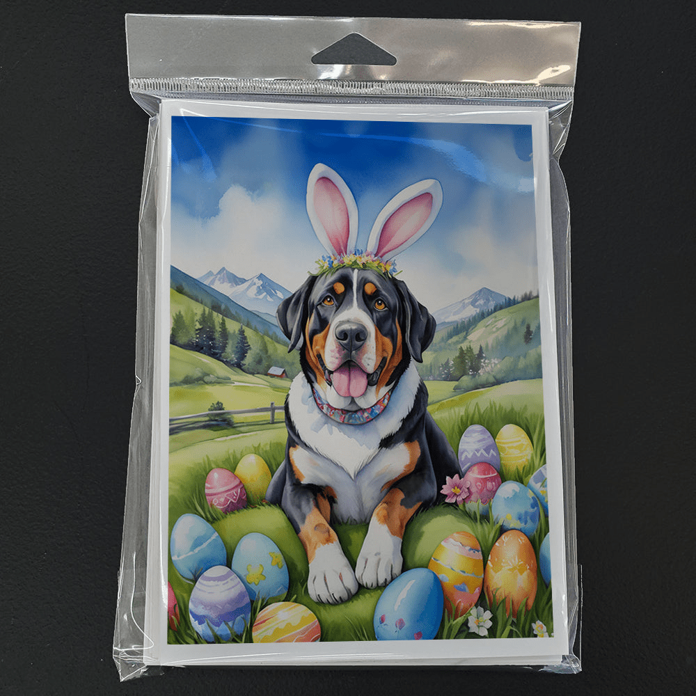Glamorous Pups : Greater Swiss Mountain Dog Easter Egg Hunt Greeting Cards Pack of 8