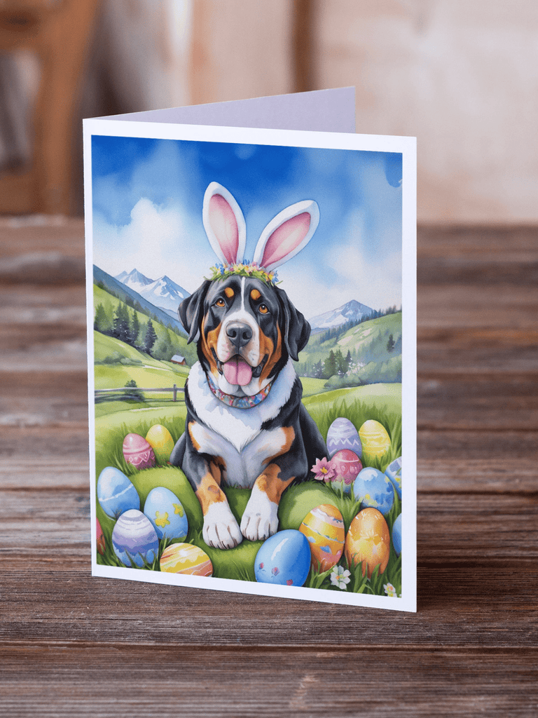 Glamorous Pups : Greater Swiss Mountain Dog Easter Egg Hunt Greeting Cards Pack of 8
