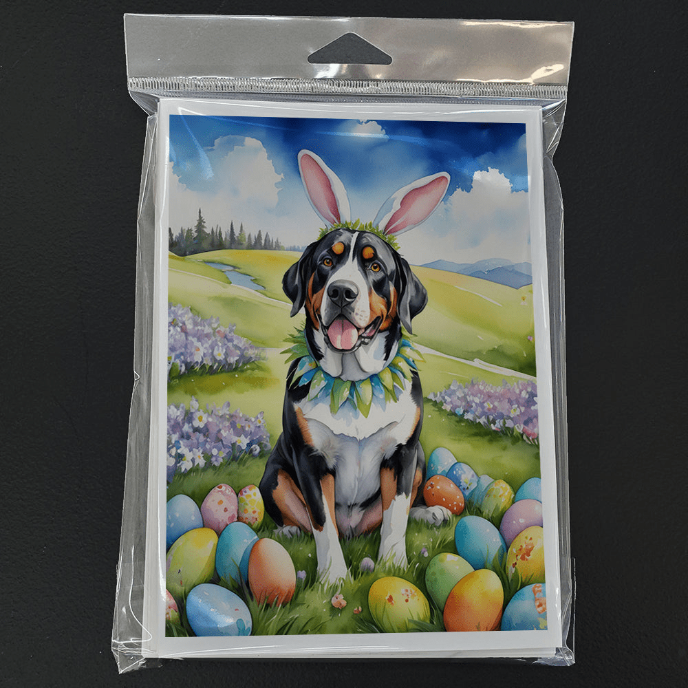 Glamorous Pups : Greater Swiss Mountain Dog Easter Egg Hunt Greeting Cards Pack of 8