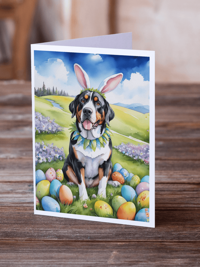 Glamorous Pups : Greater Swiss Mountain Dog Easter Egg Hunt Greeting Cards Pack of 8