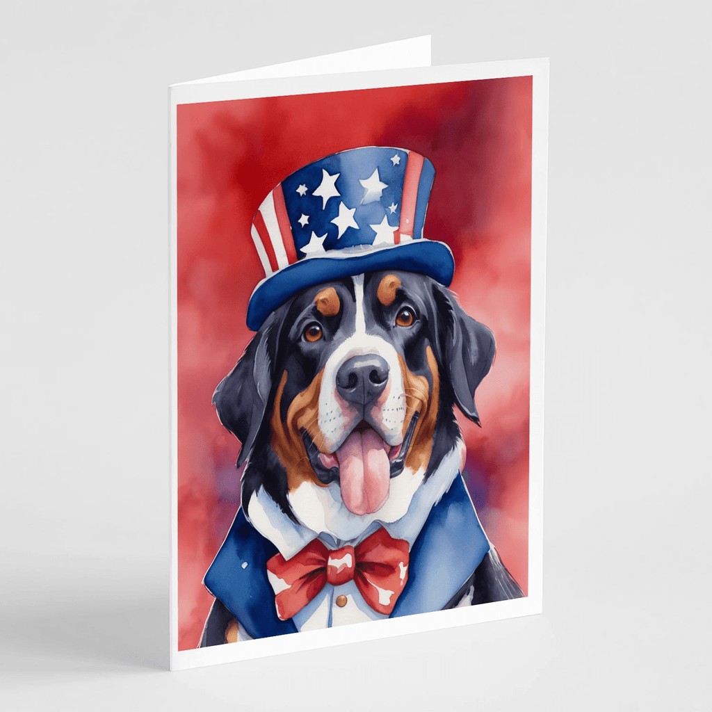 Glamorous Pups : Greater Swiss Mountain Dog Patriotic American Greeting Cards Pack of 8