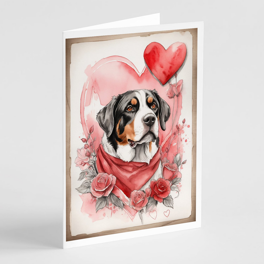 Glamorous Pups : Greater Swiss Mountain Dog Valentine Roses Greeting Cards Pack of 8