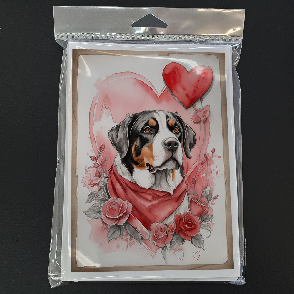 Glamorous Pups : Greater Swiss Mountain Dog Valentine Roses Greeting Cards Pack of 8