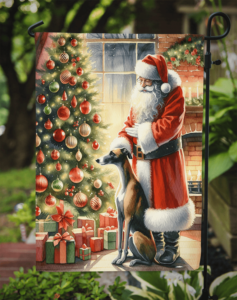 Glamorous Pups : Greyhound and Santa Claus Garden Flag