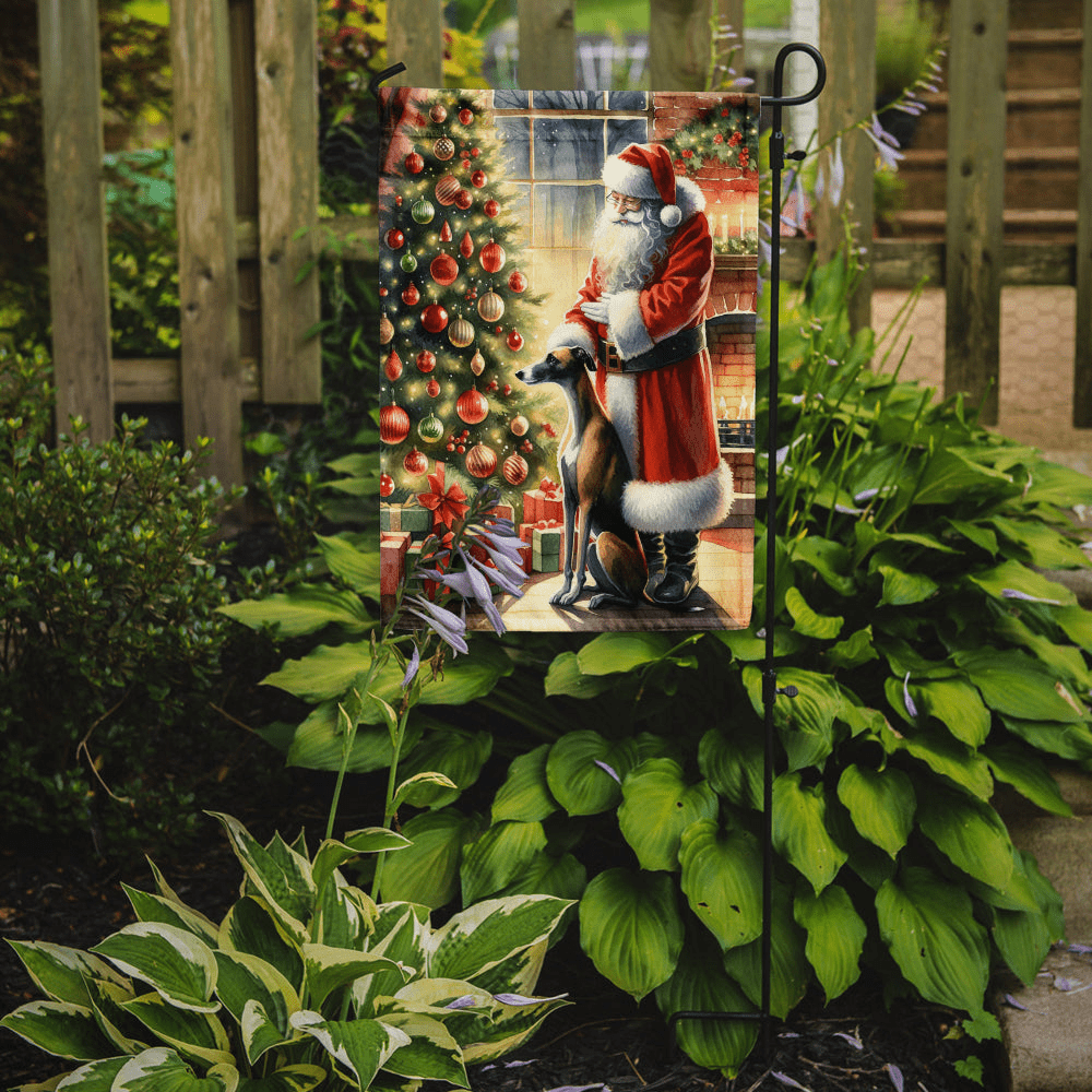 Glamorous Pups : Greyhound and Santa Claus Garden Flag