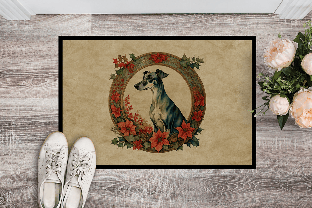 Glamorous Pups : Greyhound Christmas Flowers Doormat