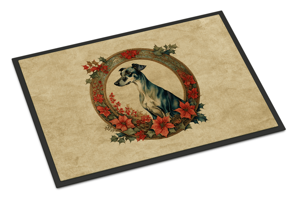 Glamorous Pups : Greyhound Christmas Flowers Doormat