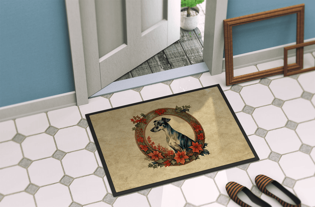 Glamorous Pups : Greyhound Christmas Flowers Doormat