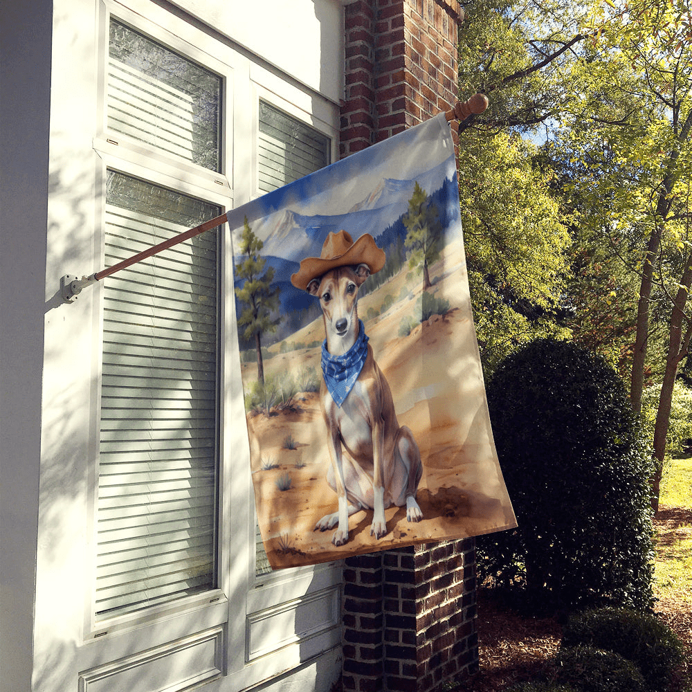 Glamorous Pups : Greyhound Cowboy Welcome House Flag