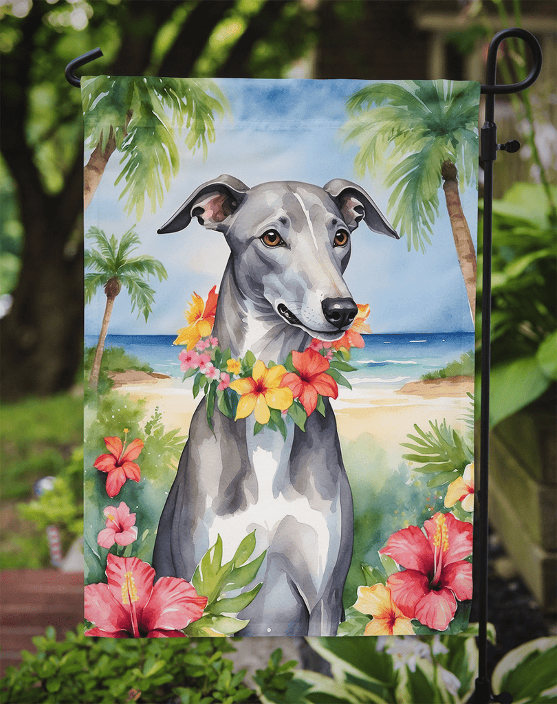 Glamorous Pups : Greyhound Luau Garden Flag