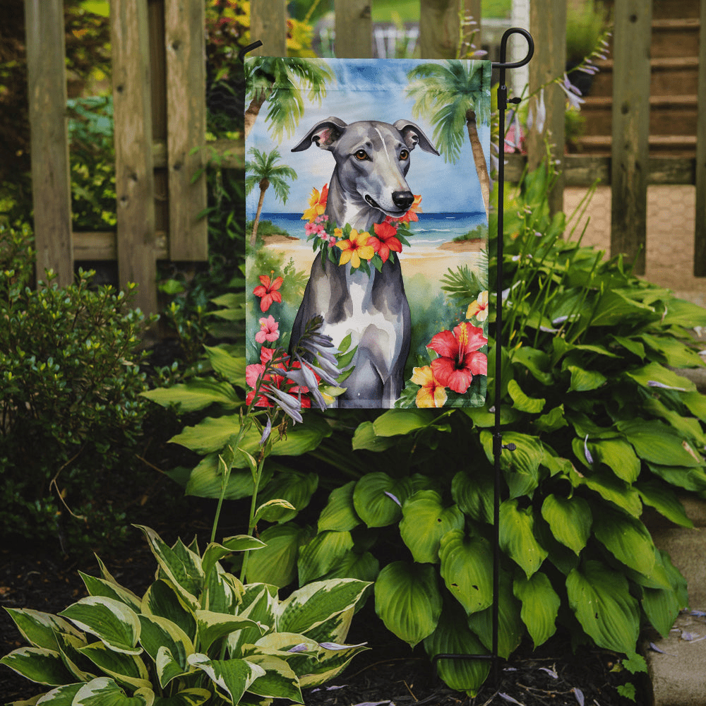 Glamorous Pups : Greyhound Luau Garden Flag