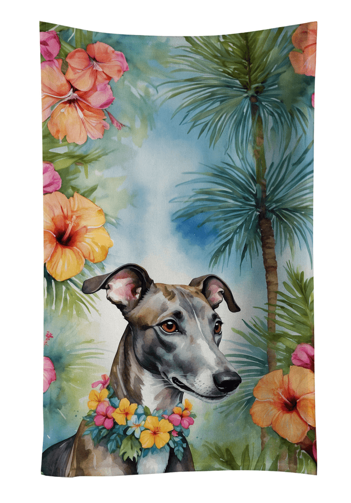 Glamorous Pups : Greyhound Luau Kitchen Towel