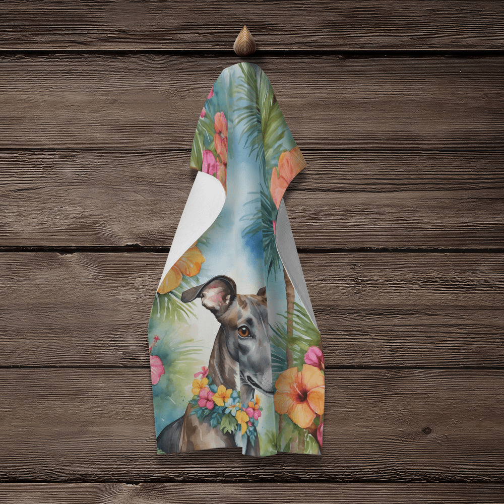 Glamorous Pups : Greyhound Luau Kitchen Towel