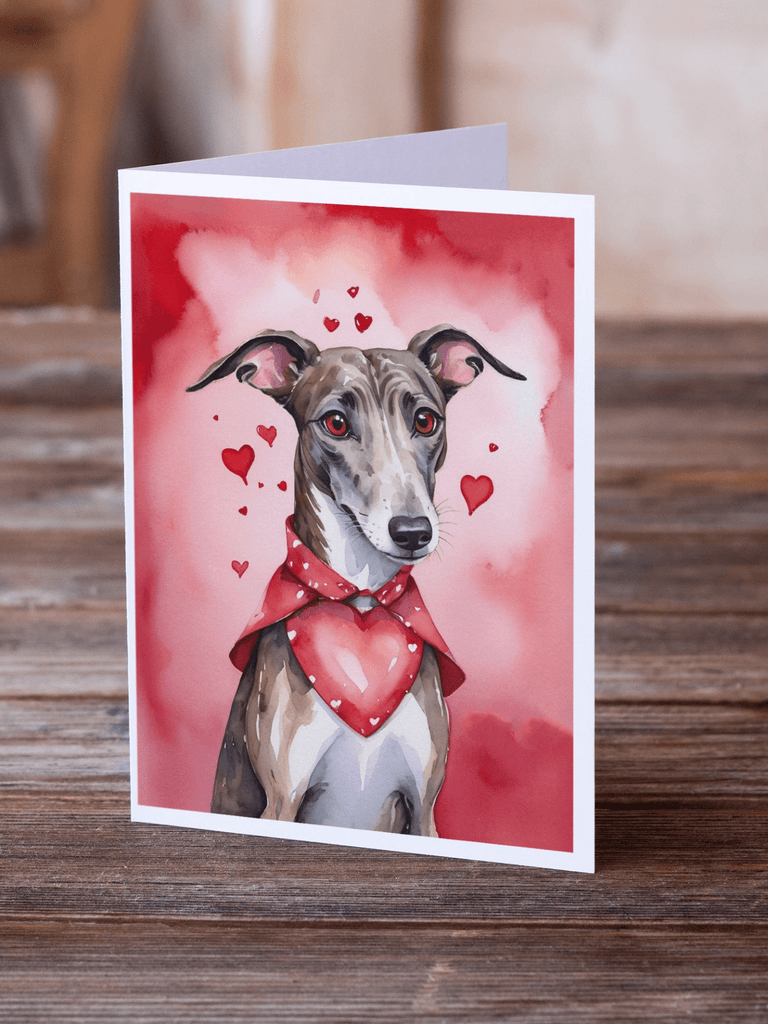 Glamorous Pups : Greyhound My Valentine Greeting Cards Pack of 8