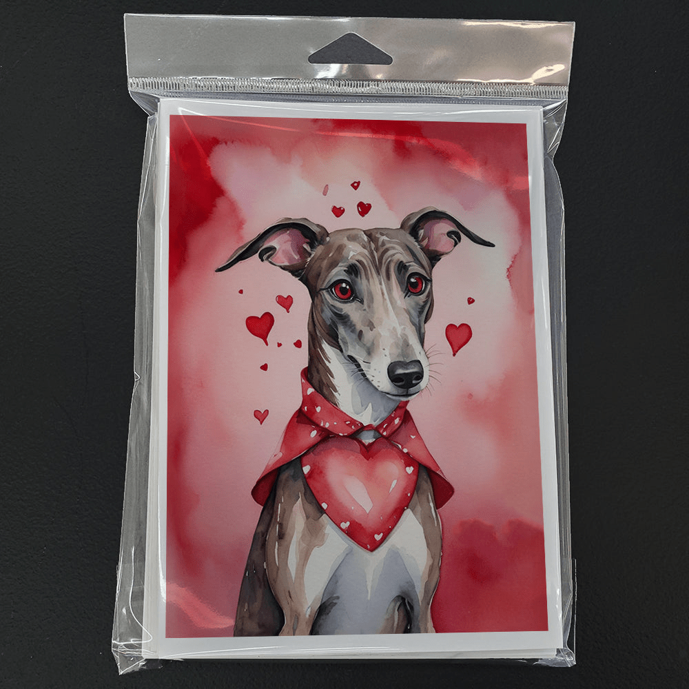 Glamorous Pups : Greyhound My Valentine Greeting Cards Pack of 8