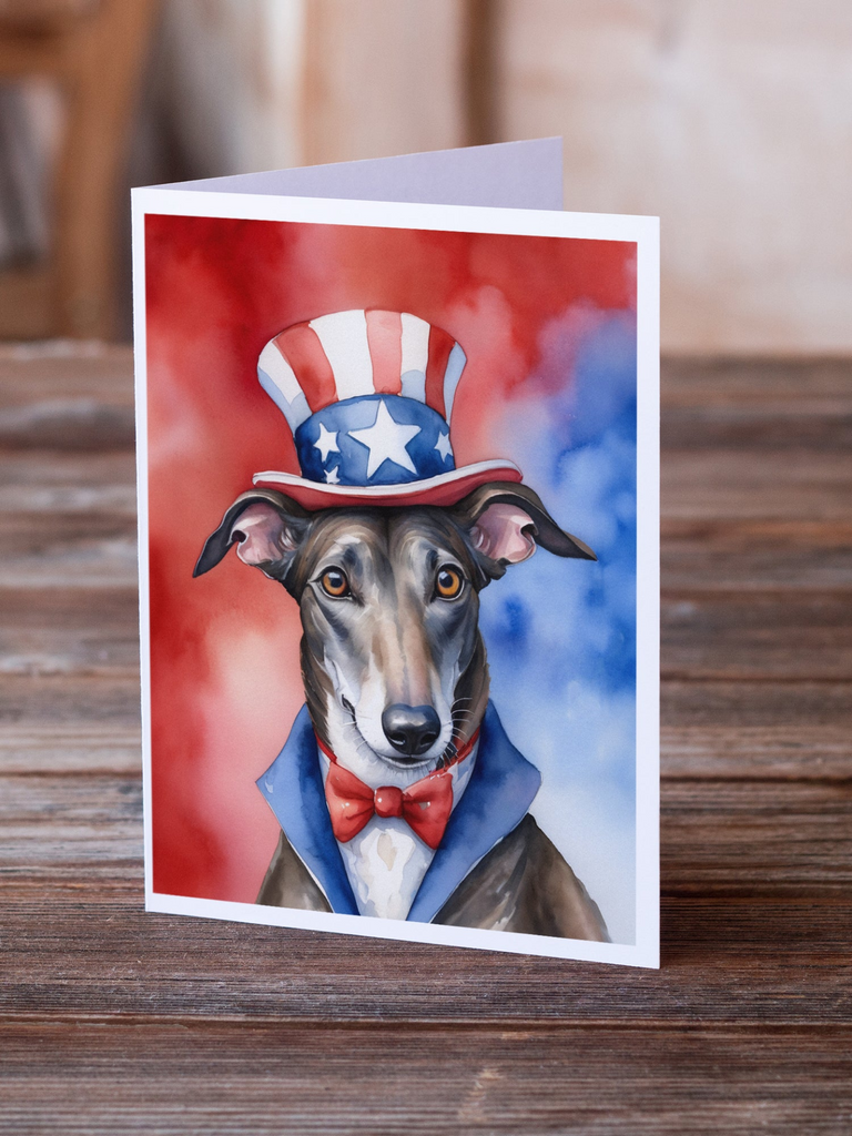 Glamorous Pups : Greyhound Patriotic American Greeting Cards Pack of 8