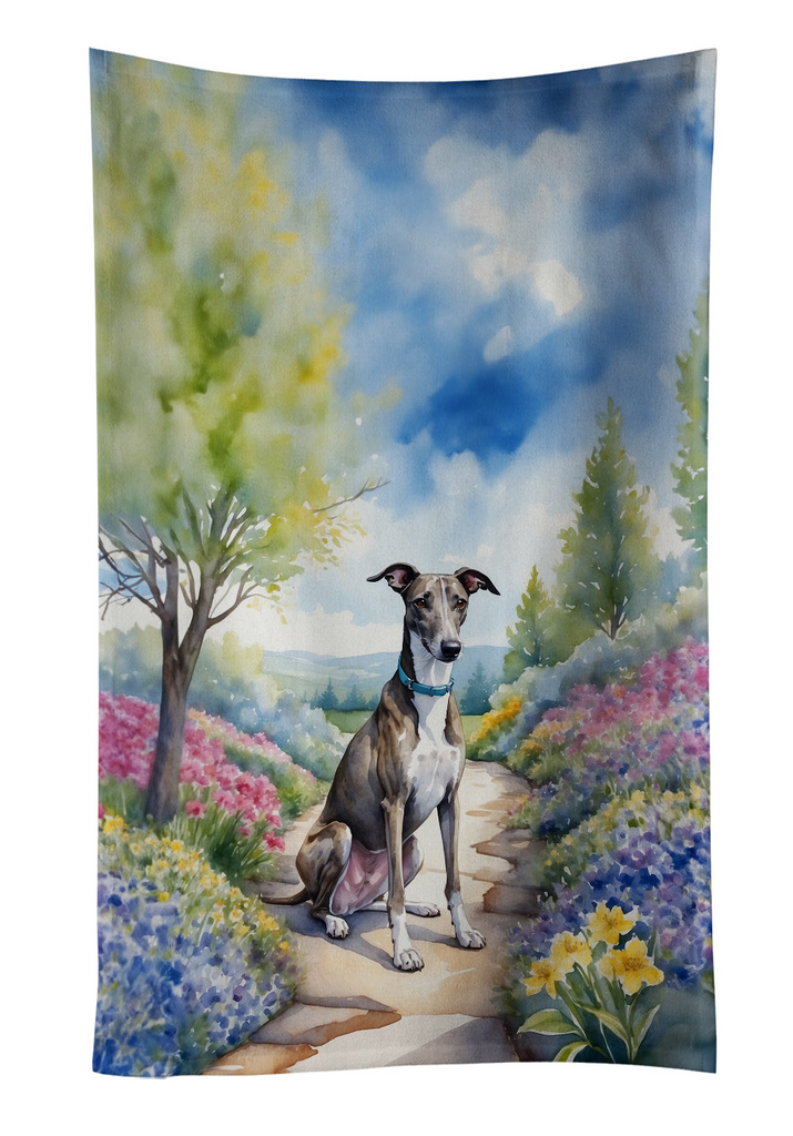 Glamorous Pups : Greyhound Spring Path Kitchen Towel