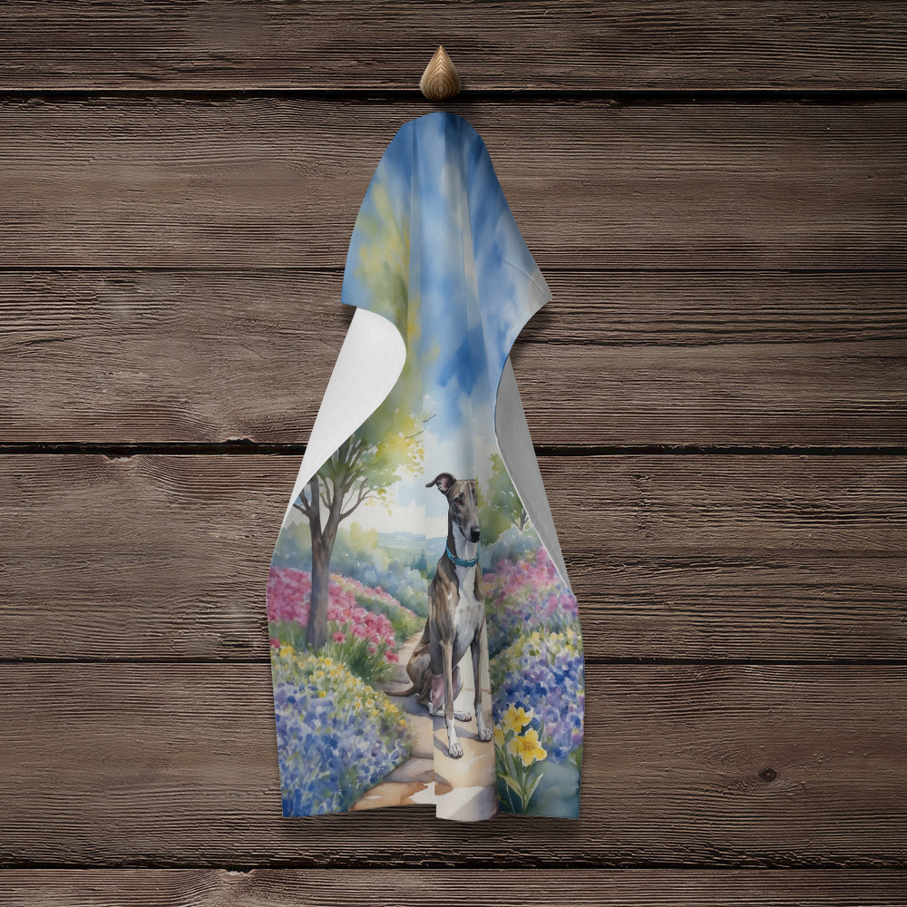 Glamorous Pups : Greyhound Spring Path Kitchen Towel