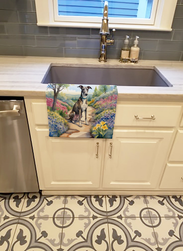 Glamorous Pups : Greyhound Spring Path Kitchen Towel
