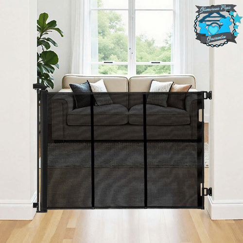 Vevor Retractable Gate: GuardianMesh Extra-Wide Retractable Safety Gate – Reinforced Fiberglass Barrier for Pets & Babies (Black, 163")
