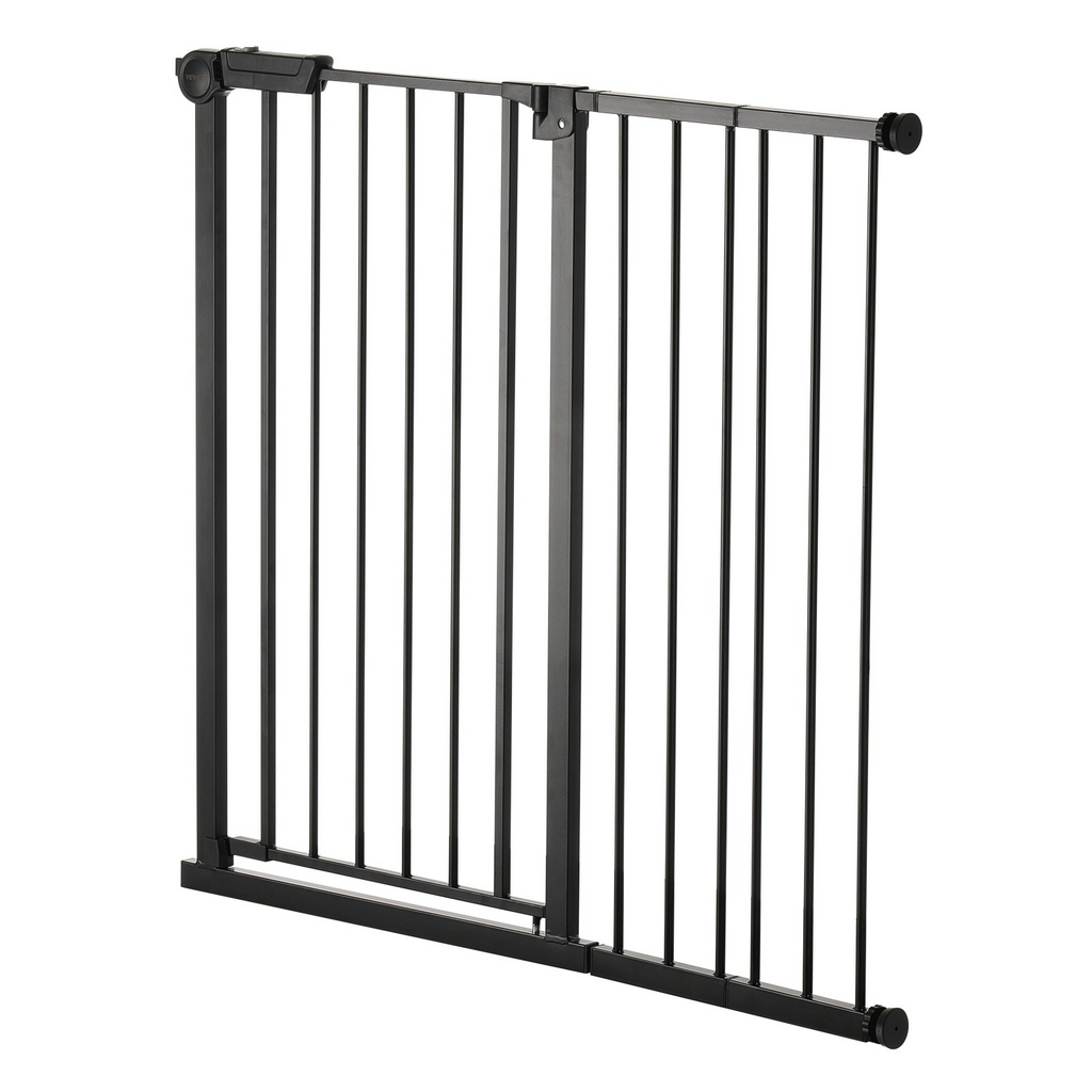 Glamorous Pups : GuardianStep Adjustable Baby & Pet Safety Gate – 26"–40" Wide Pressure-Mounted Walk-Through Barrier (Black, 36" High)