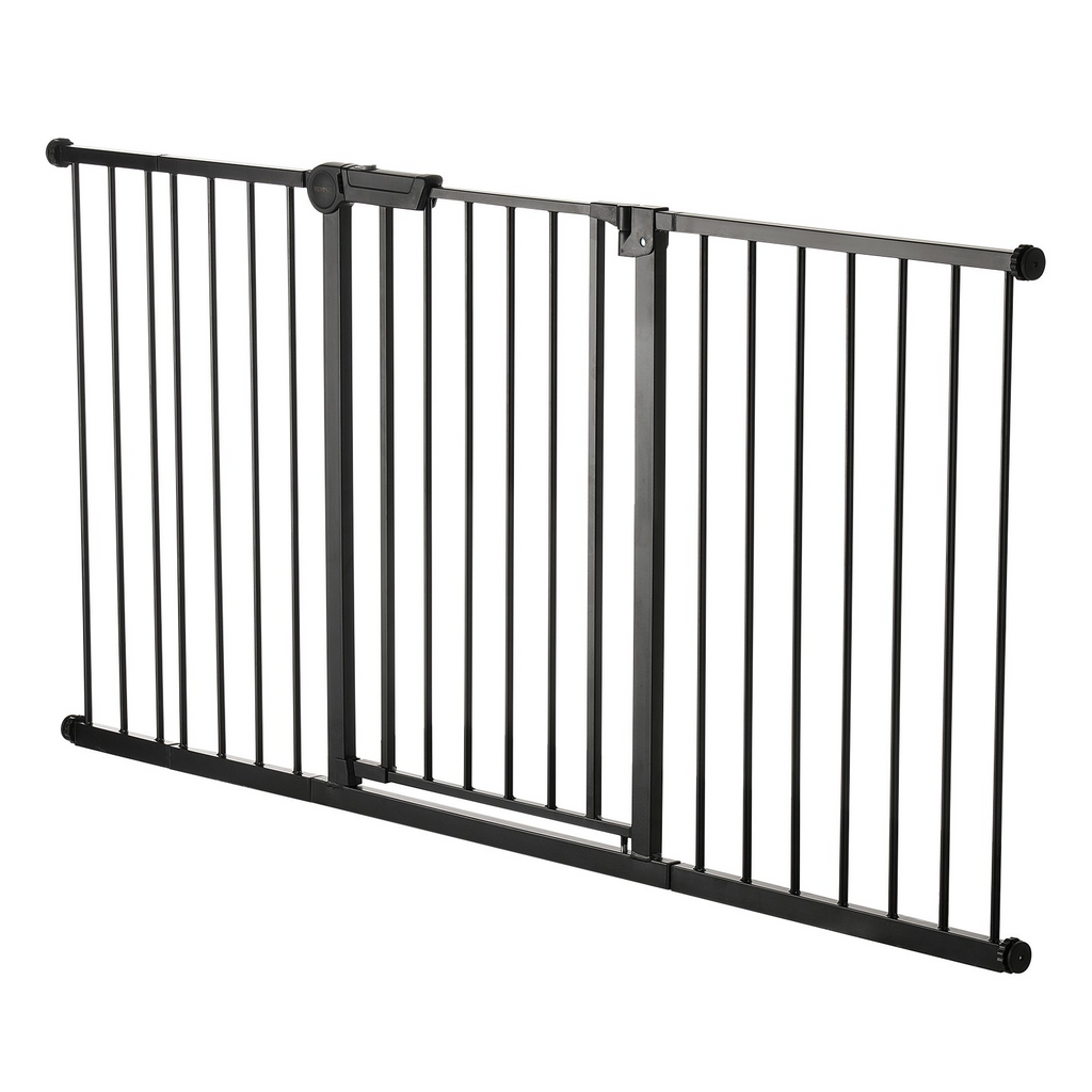Glamorous Pups : GuardianStep Extra-Wide Baby & Pet Safety Gate – 60.6"–63.3" Adjustable Pressure-Mounted Barrier (Black, 30" High)