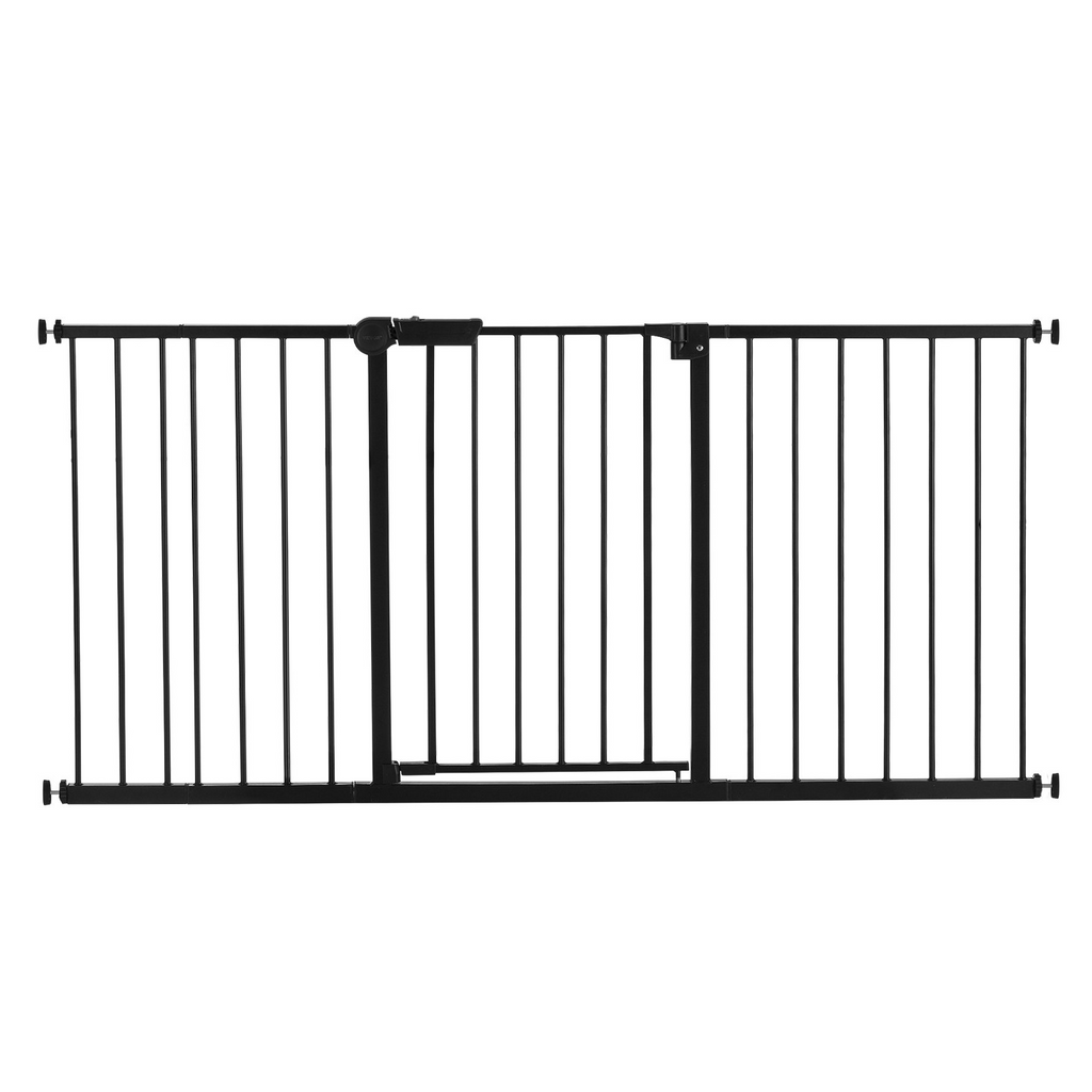 Glamorous Pups : GuardianStep Extra-Wide Baby & Pet Safety Gate – 60.6"–63.3" Adjustable Pressure-Mounted Barrier (Black, 30" High)