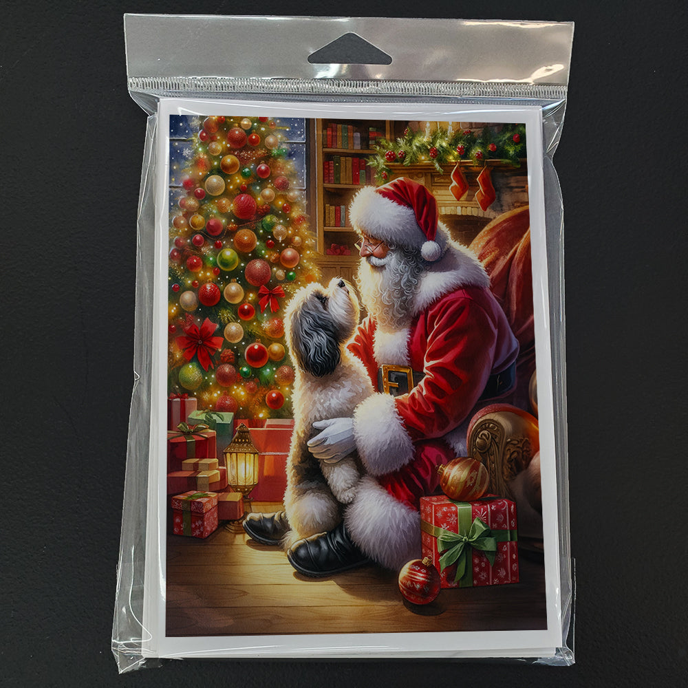 Glamorous Pups : Havanese and Santa Claus Greeting Cards Pack of 8