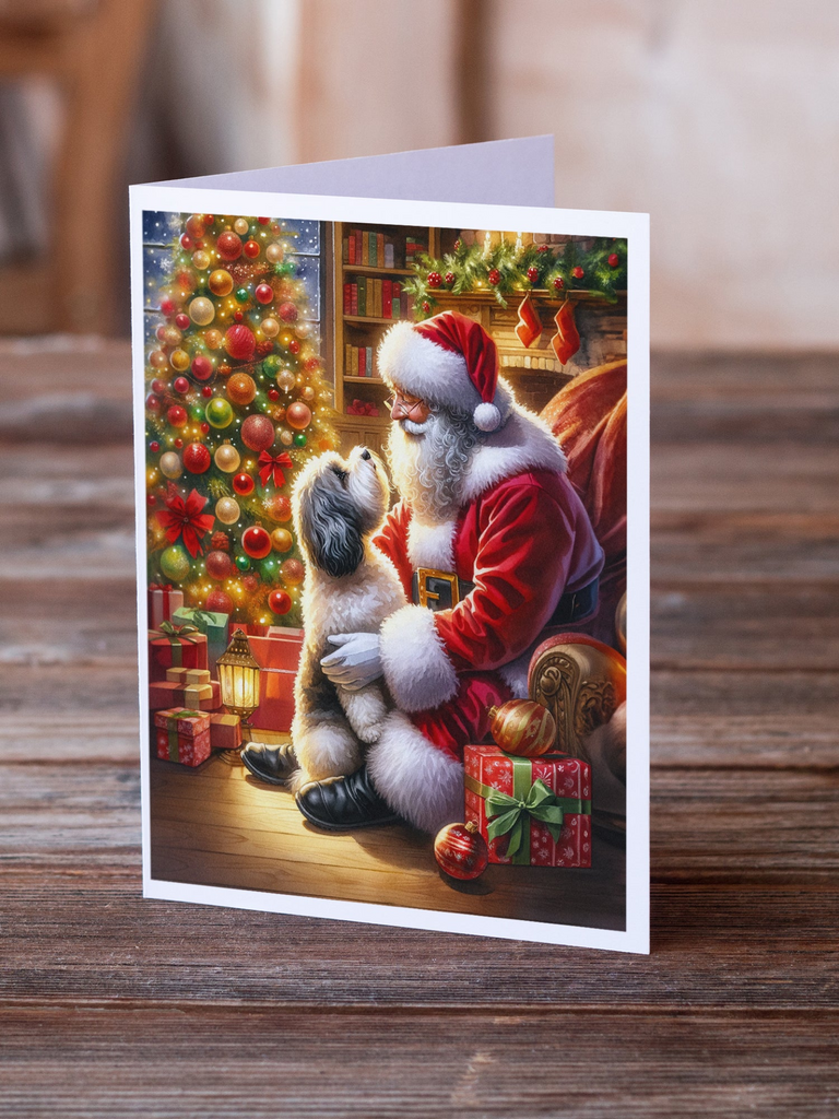Glamorous Pups : Havanese and Santa Claus Greeting Cards Pack of 8