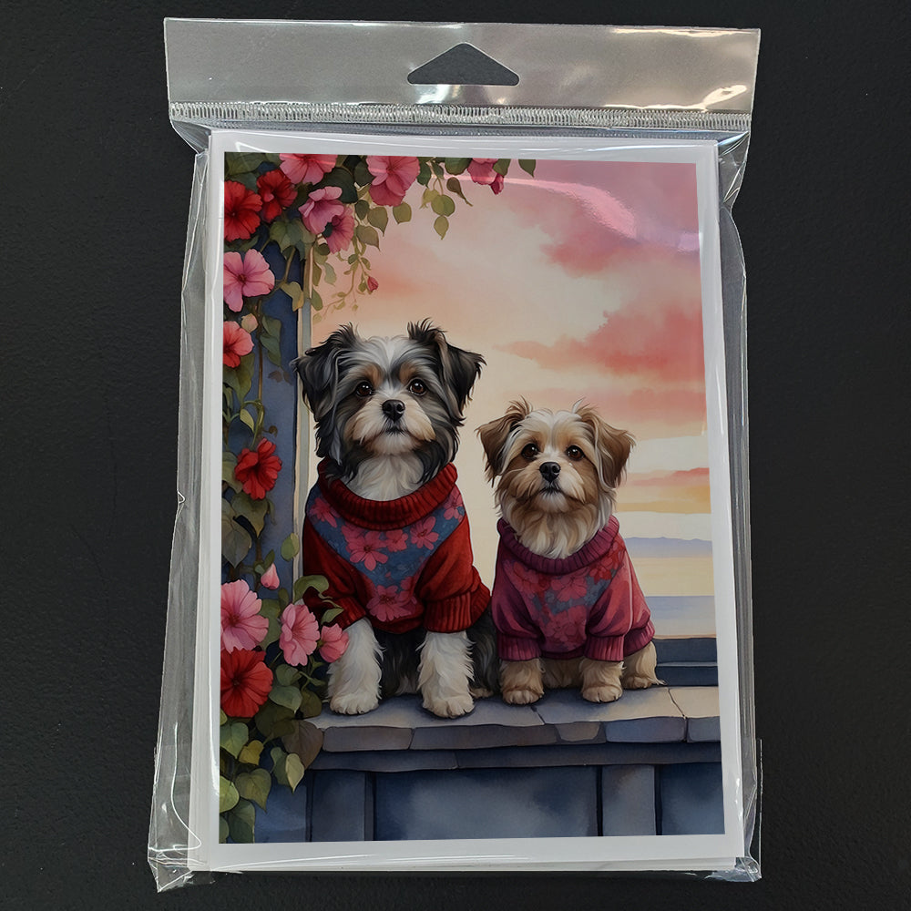 Glamorous Pups : Havanese Two Hearts Greeting Cards Pack of 8