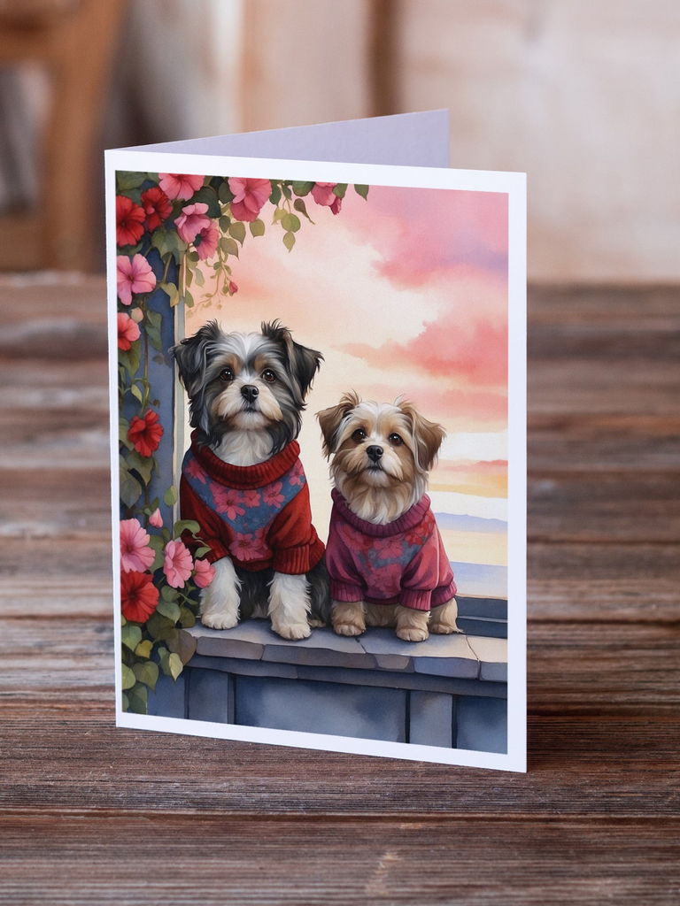 Glamorous Pups : Havanese Two Hearts Greeting Cards Pack of 8