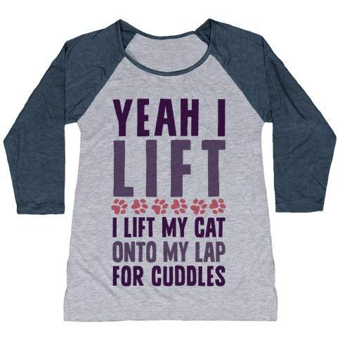 Glamorous Pups : I LIFT (MY CAT ONTO MY LAP) WOMEN'S TRI-BLEND BASEBALL TEE