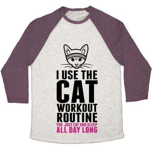 Glamorous Pups : I USE THE CAT WORKOUT ROUTINE UNISEX TRI-BLEND BASEBALL TEE