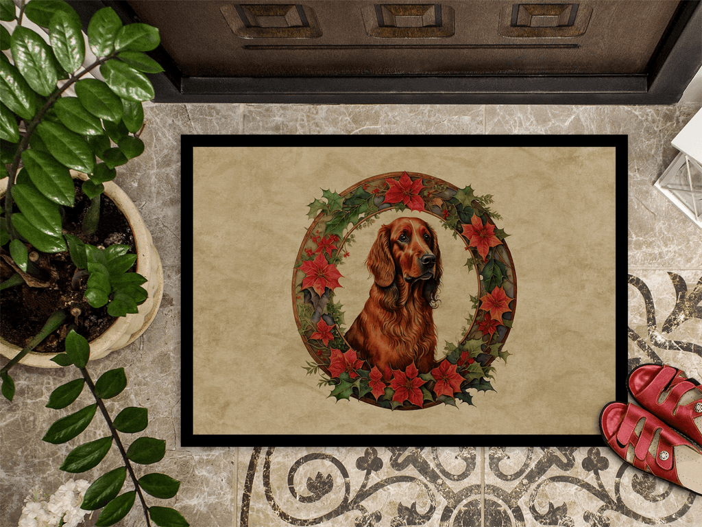 Glamorous Pups : Irish Setter Christmas Flowers Doormat