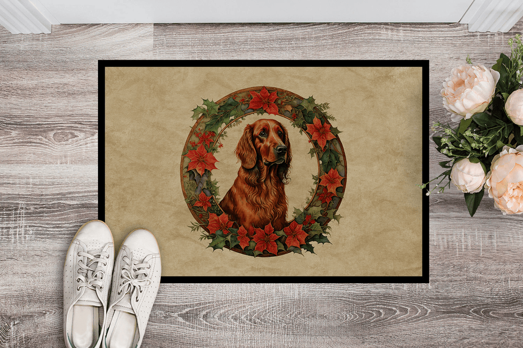 Glamorous Pups : Irish Setter Christmas Flowers Doormat
