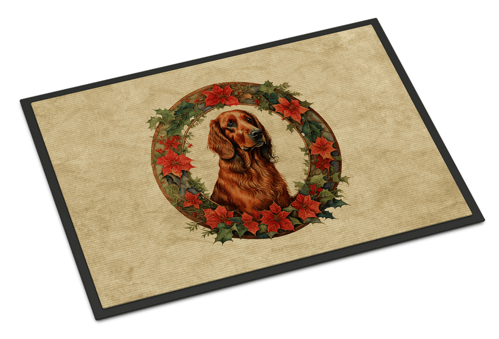 Glamorous Pups : Irish Setter Christmas Flowers Doormat