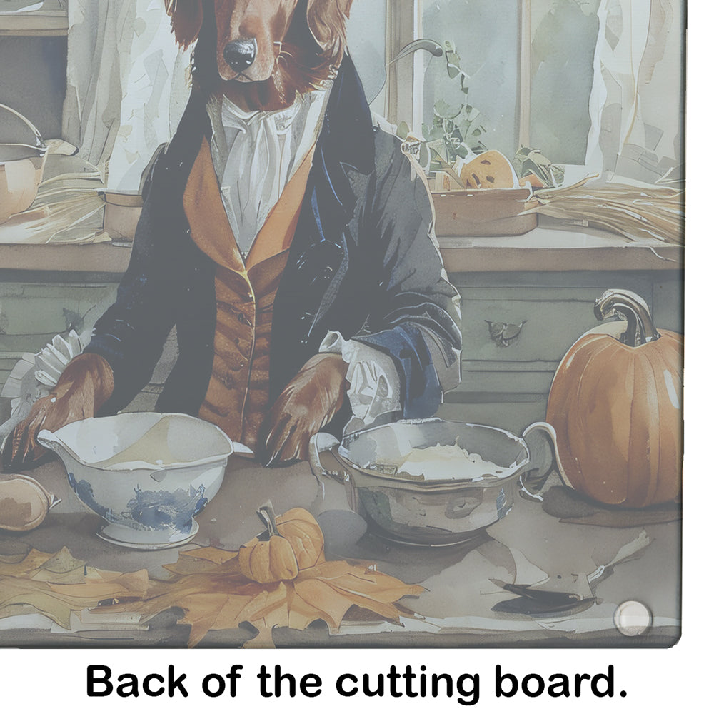 Glamorous Pups : Irish Setter Fall Kitchen Pumpkins Glass Cutting Board
