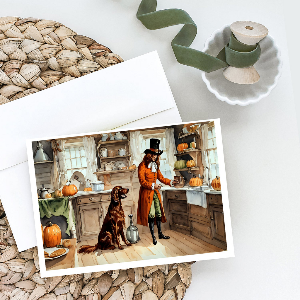 Glamorous Pups : Irish Setter Fall Kitchen Pumpkins Greeting Cards Pack of 8
