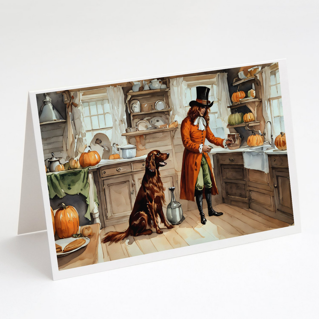 Glamorous Pups : Irish Setter Fall Kitchen Pumpkins Greeting Cards Pack of 8