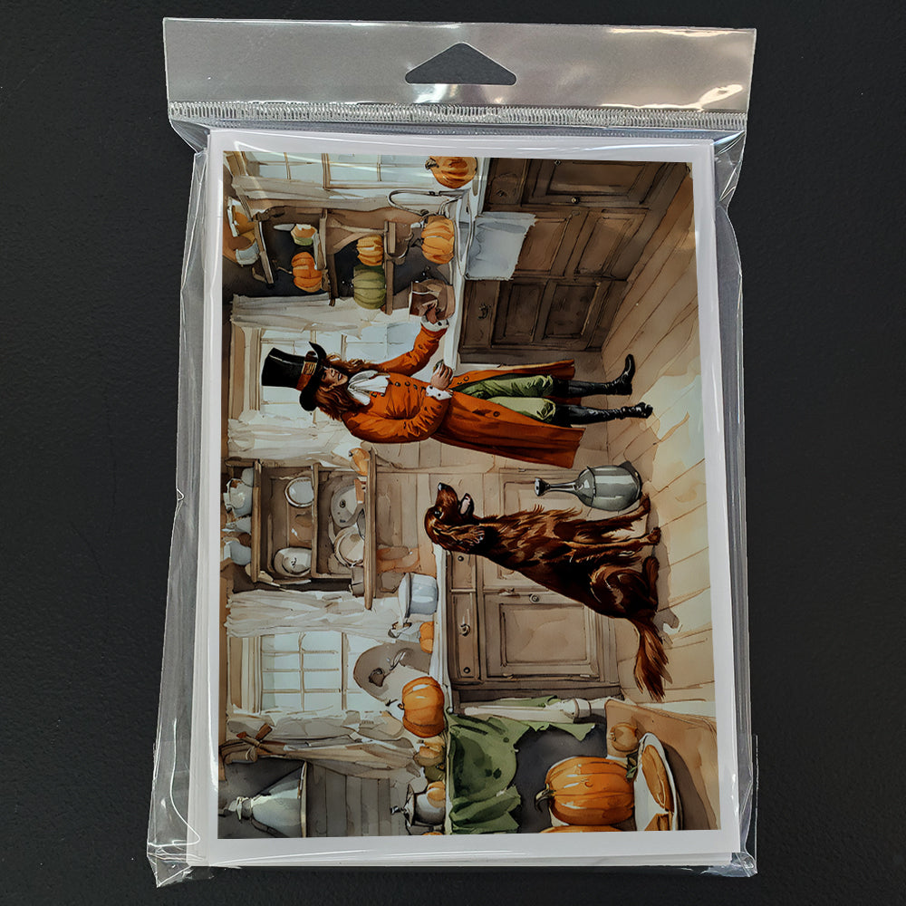 Glamorous Pups : Irish Setter Fall Kitchen Pumpkins Greeting Cards Pack of 8