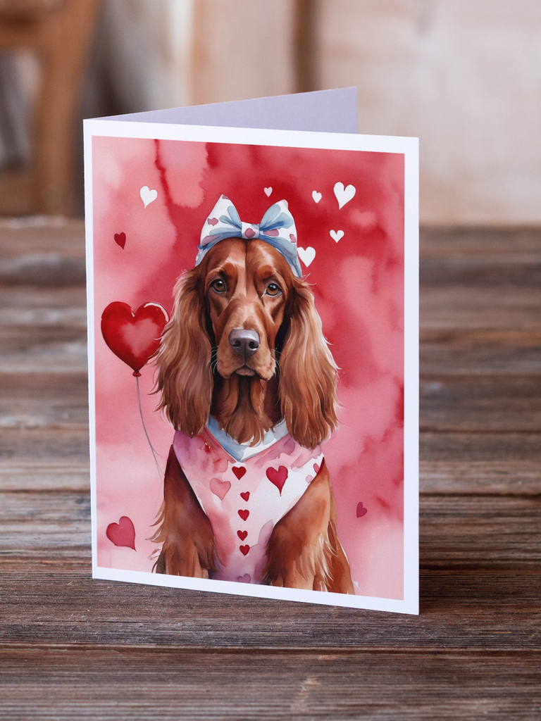Glamorous Pups : Irish Setter My Valentine Greeting Cards Pack of 8