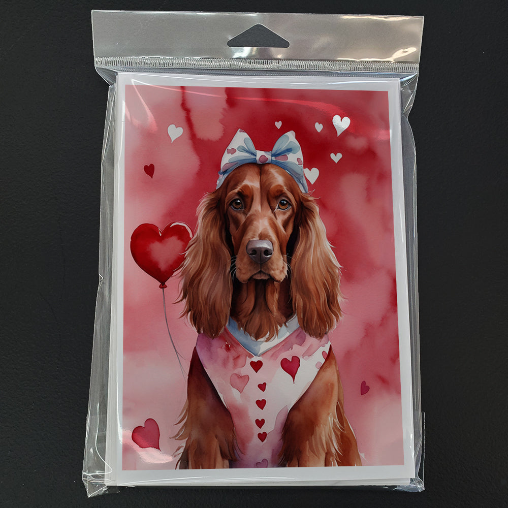 Glamorous Pups : Irish Setter My Valentine Greeting Cards Pack of 8