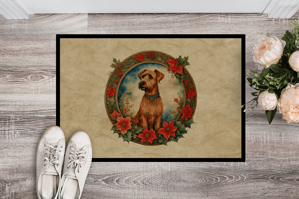Glamorous Pups : Irish Terrier Christmas Flowers Doormat