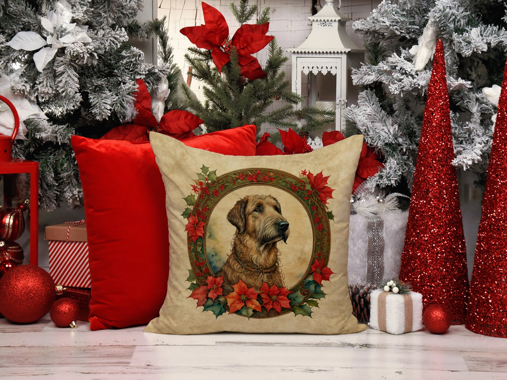 Glamorous Pups : Irish Wolfhound Christmas Flowers Throw Pillow