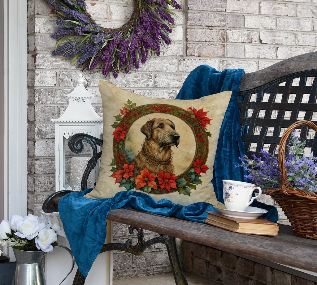 Glamorous Pups : Irish Wolfhound Christmas Flowers Throw Pillow