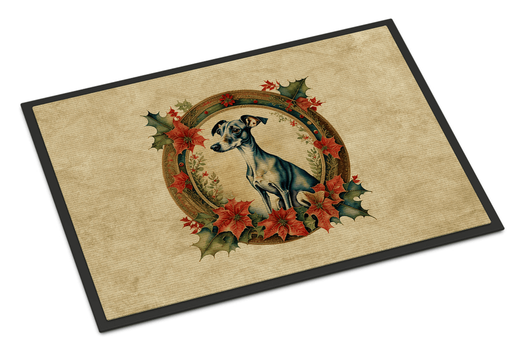 Glamorous Pups : Italian Greyhound Christmas Flowers Doormat