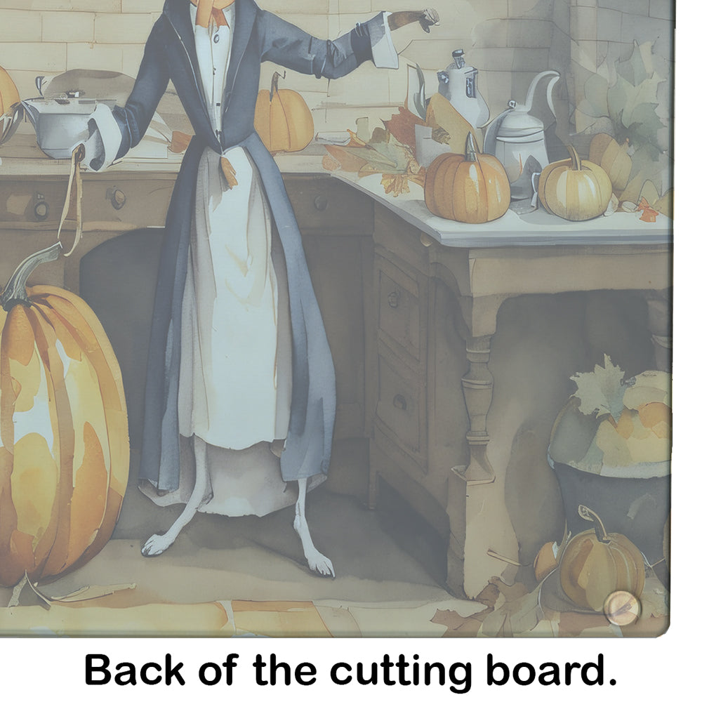 Glamorous Pups : Italian Greyhound Fall Kitchen Pumpkins Glass Cutting Board