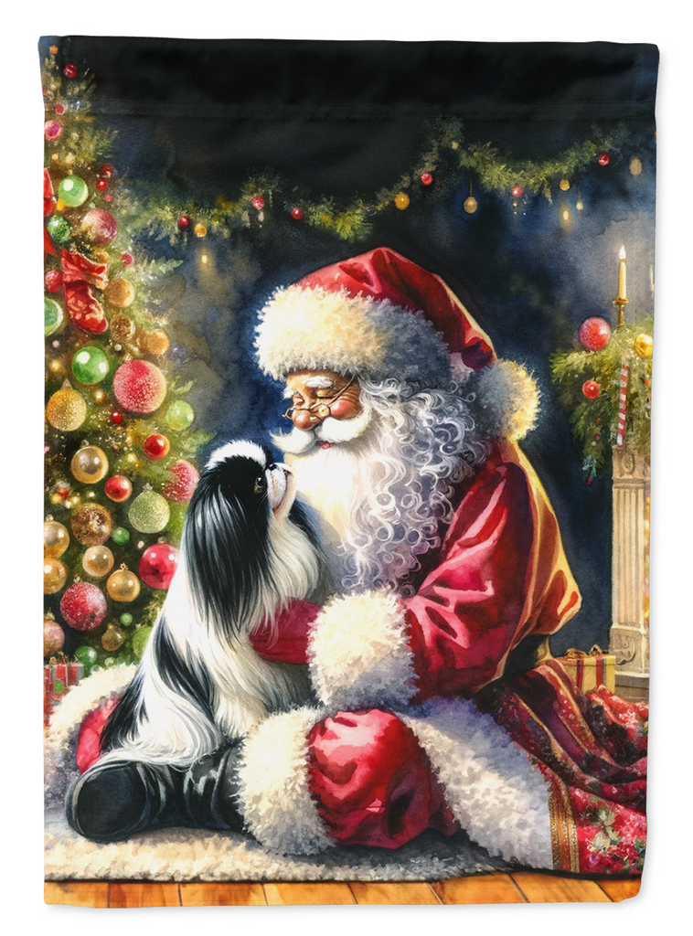 Glamorous Pups : Japanese Chin and Santa Claus Garden Flag