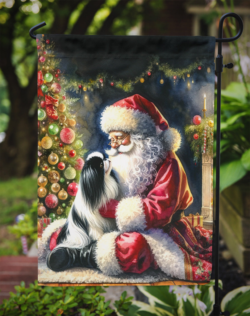 Glamorous Pups : Japanese Chin and Santa Claus Garden Flag